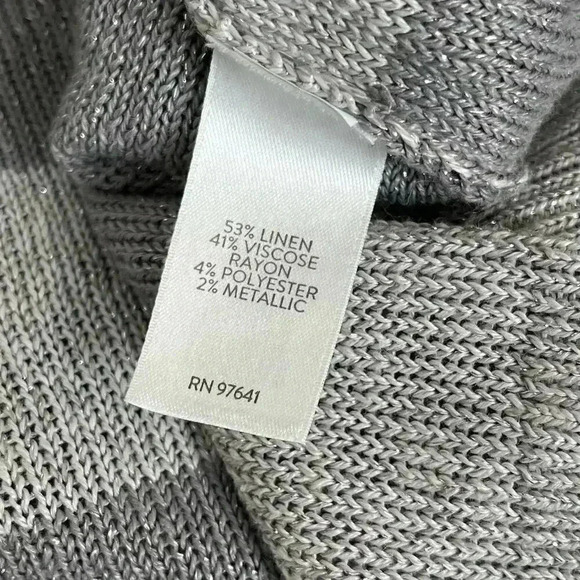 J.Jill Shimmer Striped Linen Blend Bell Sleeve Sweater Size Large L - Picture 8 of 10